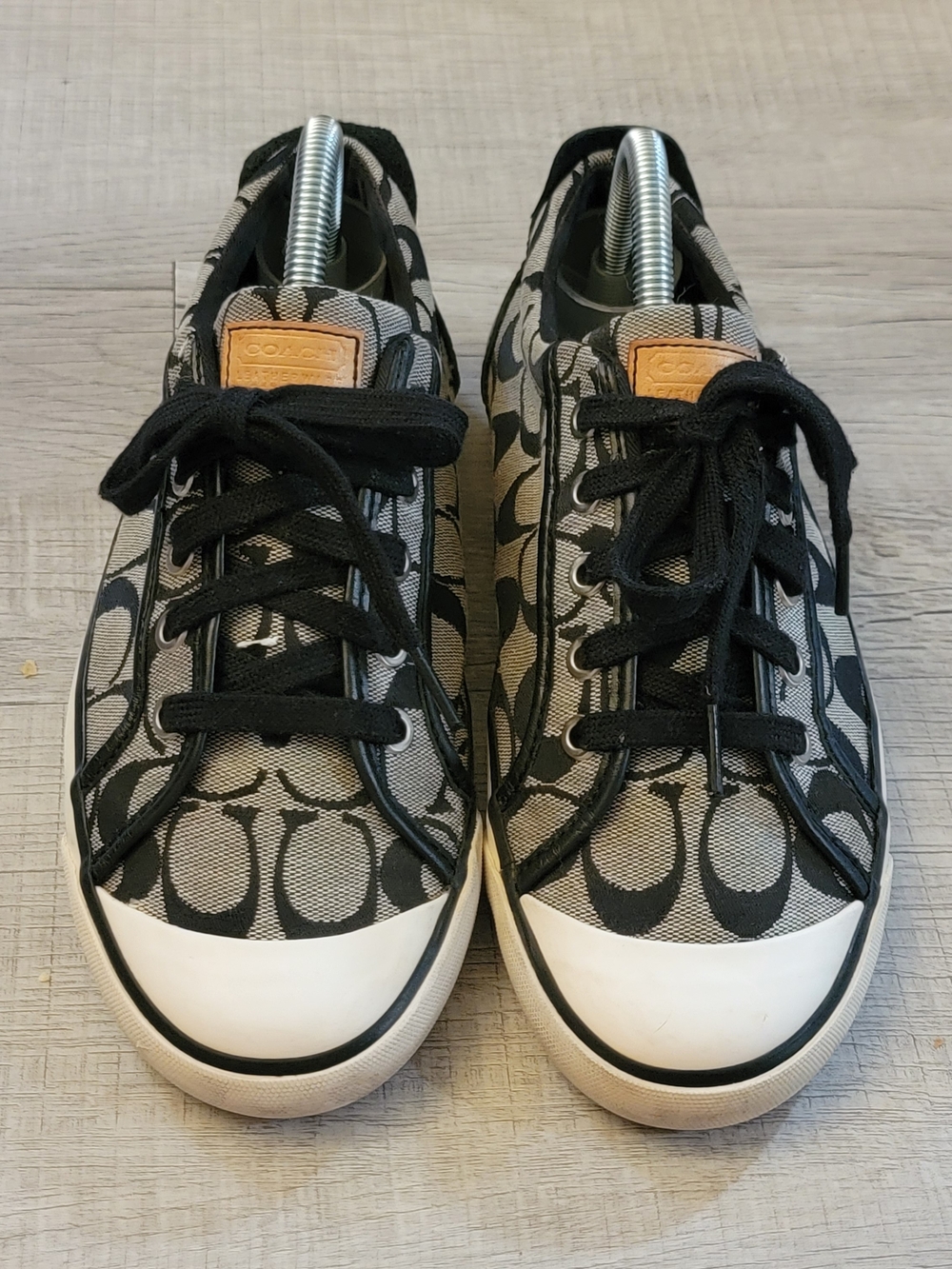 Coach Black and Gray Signature Canvas Lace-Up Sneakers
